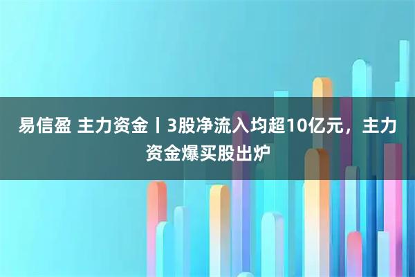 易信盈 主力资金丨3股净流入均超10亿元，主力资金爆买股出炉