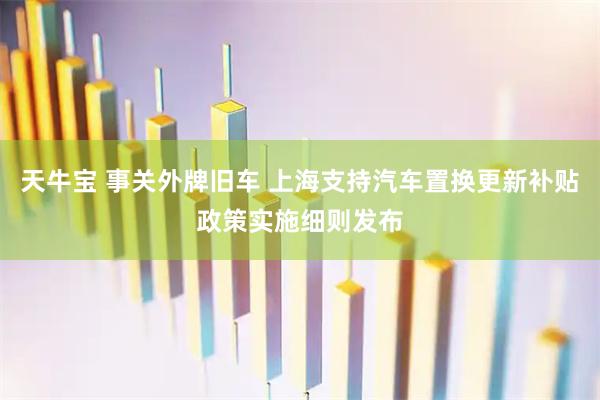 天牛宝 事关外牌旧车 上海支持汽车置换更新补贴政策实施细则发布