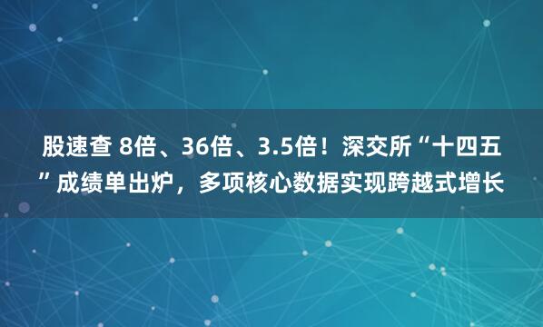 股速查 8倍、36倍、3.5倍！深交所“十四五”成绩单出炉，多项核心数据实现跨越式增长